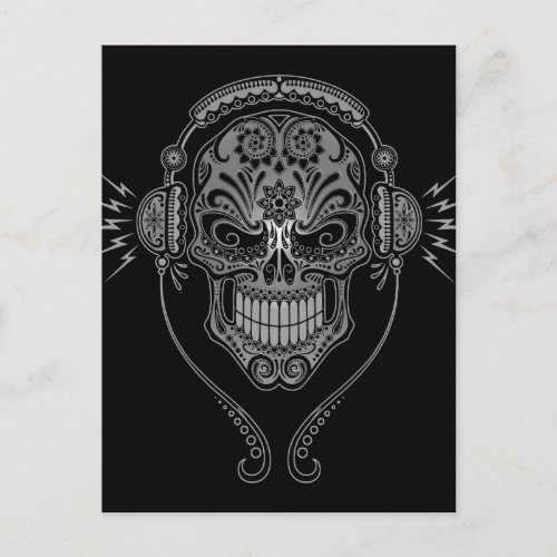 Black DJ Sugar Skull Postcard