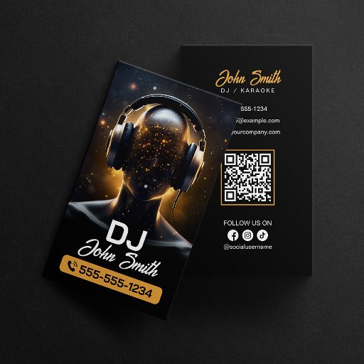 Customizable Black DJs Karaoke DJs Signer Vocal Music Producer Business Card