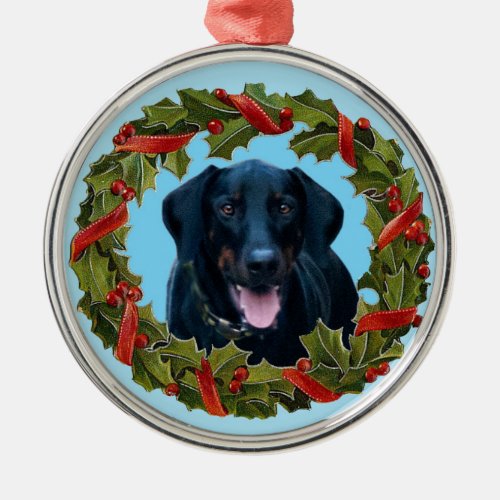 Black Doberman Dog Christmas ornament