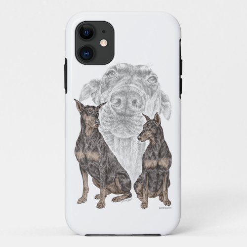 Black Doberman Dogs iPhone 11 Case
