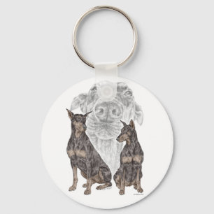 Black Doberman Dogs for keys Keychain