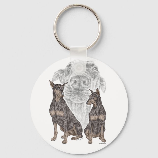 Black Doberman Dogs for keys Keychain (Front)