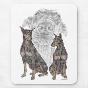 Black Doberman Dogs Mouse Pad