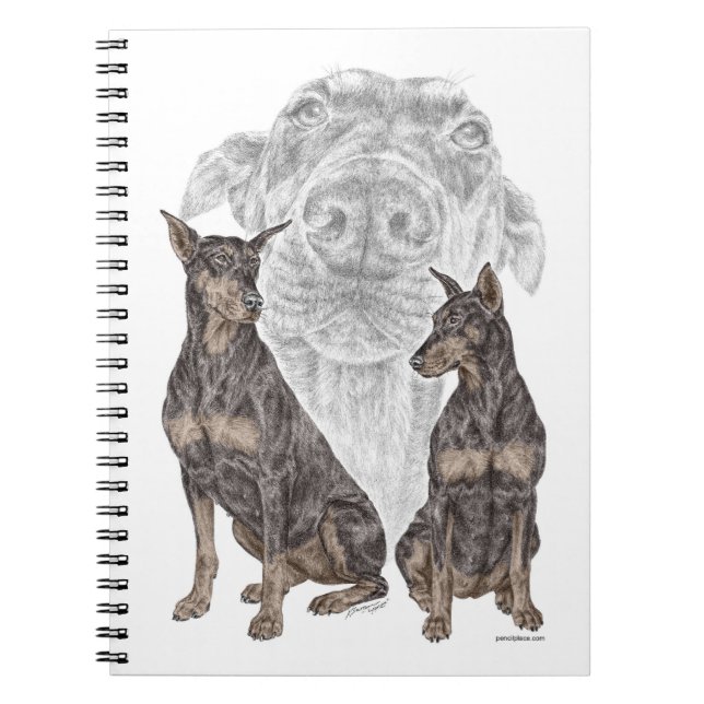 Black Doberman Dogs Notebook (Front)