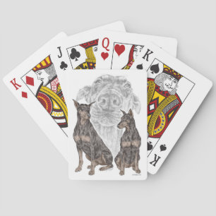 Black Doberman Dogs Poker Cards