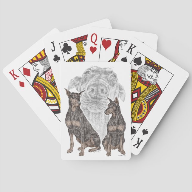 Black Doberman Dogs Poker Cards (Back)