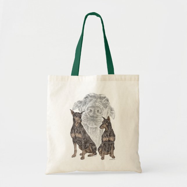 Black Doberman Dogs Tote Bag (Front)