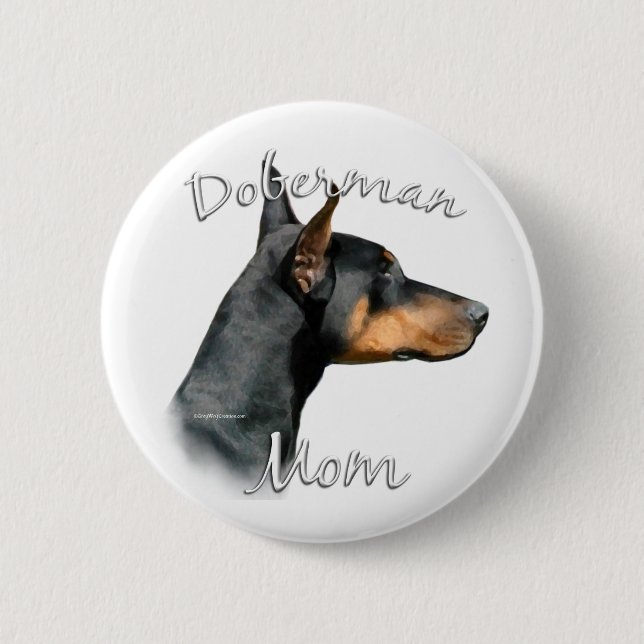 Black Doberman Mom - Button (Front)