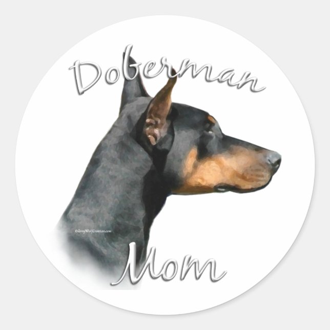 Black Doberman Mom - Sticker (Front)