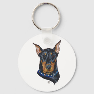 Black Doberman Pinscher Keychain