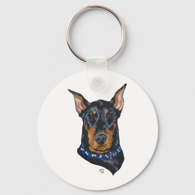 Black Doberman Pinscher Keychain (Front)