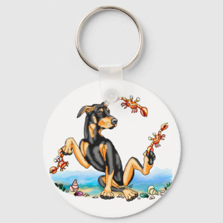 Black Doberman Pinscher Kinda Crabby Keychains