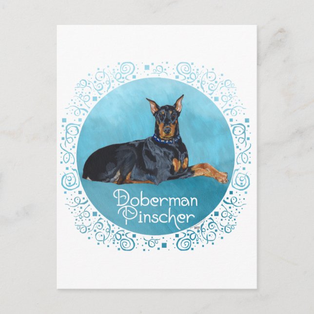 Black Doberman Pinscher Postcard (Front)