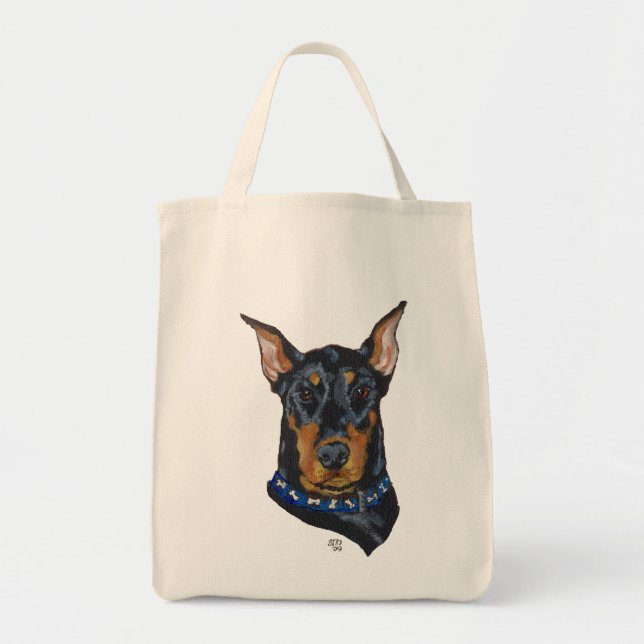 Black Doberman Pinscher Tote Bag (Front)