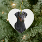 Black Dobermann Pinscher natural ears ornament