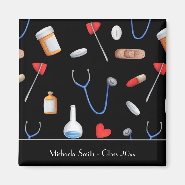 Black Doctor Nurse Graduation Favor  Magnet (Front)
