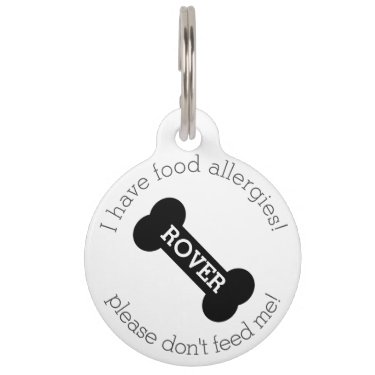 Black Dog Bone - Food Allergies Medical Alert