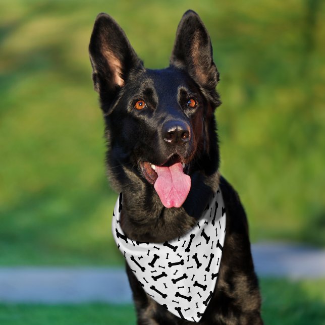 Black Dog Bones Design Pet Bandana Collar (Dog)