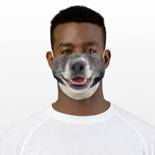 Black Dog Bottom Face Adult Cloth Face Mask (Worn)