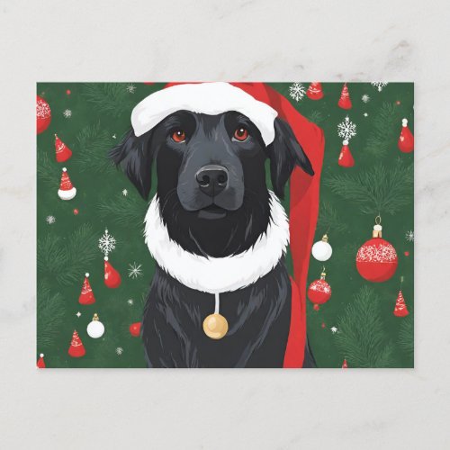 Black Dog Christmas Postcard Holiday 