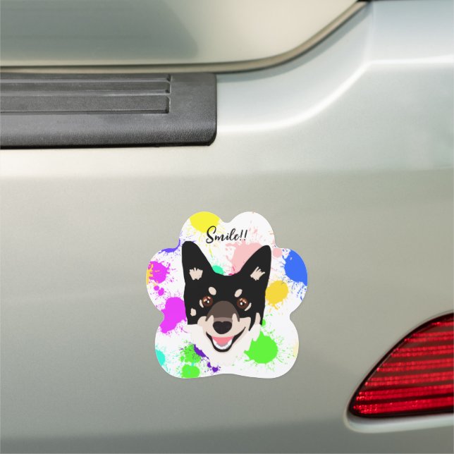 black dog colorful  car magnet (In Situ)