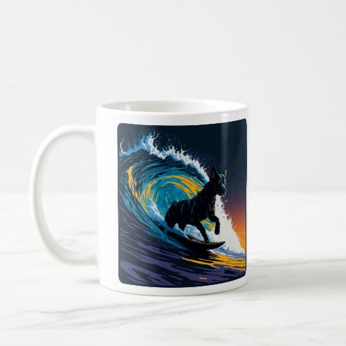 Black Dog Dawn Patrol Surfing Coffee Mug