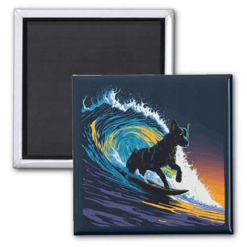 Black Dog Dawn Patrol Surfing Magnet