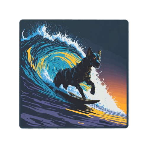 Black Dog Dawn Patrol Surfing Metal Print