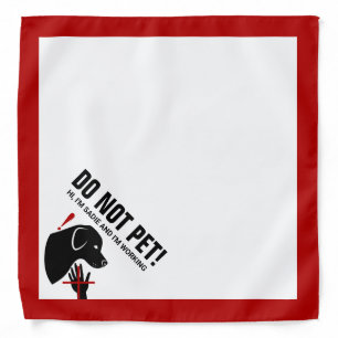 Black Dog Do Not Pet Alert & Custom Text Bandana