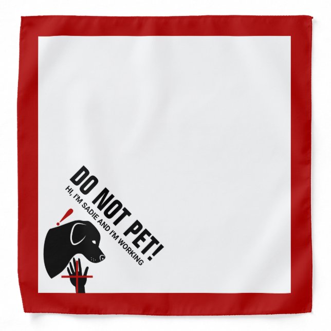 Black Dog Do Not Pet Alert & Custom Text Bandana (Front)