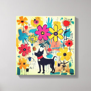 Black Dog Doodle Art Canvas Print