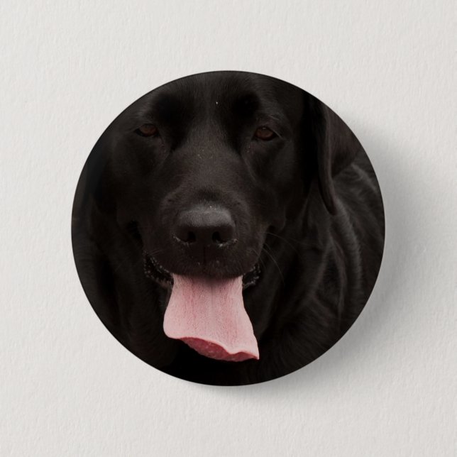 Black dog face pinback button (Front)