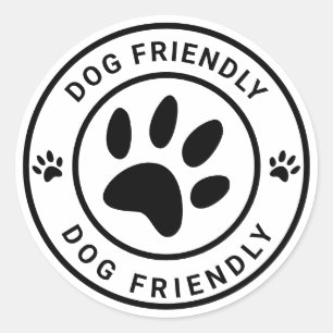 Black Dog Friendly Coffee Cafe Pet Welcome Classic Round Sticker