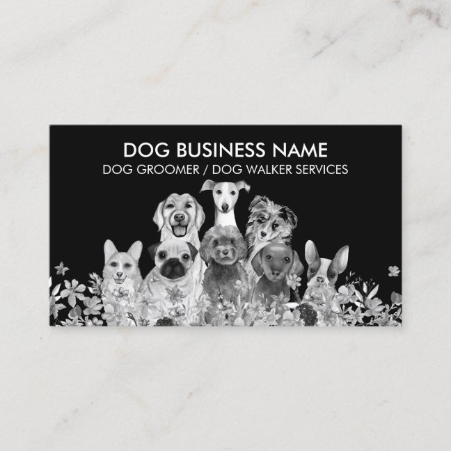 Black Dog grooming boutique pet sitter cute puppy Business Card