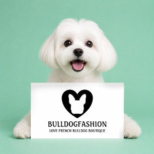 Black Dog Heart Love French Bulldog Business Card