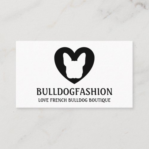 Black Dog Heart Love French Bulldog Business Card