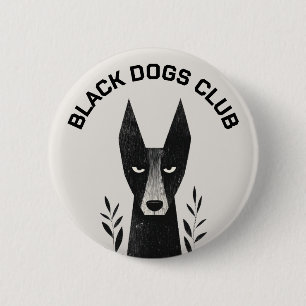 Black Dog Illustration Button