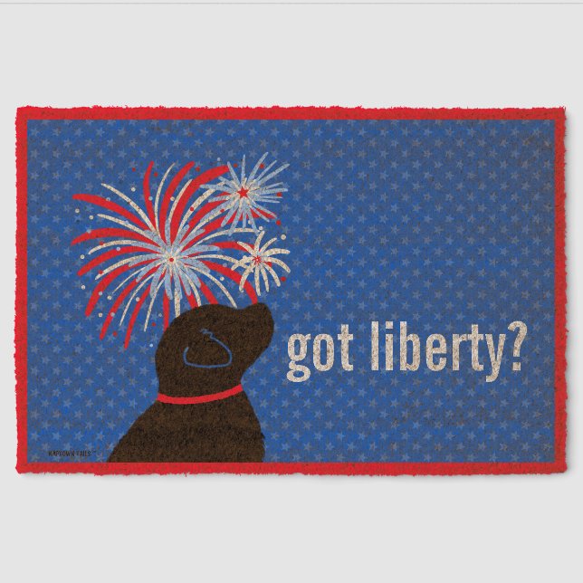 Black Dog Independence Day Got Liberty? Doormat Fiber Doormat (Front)