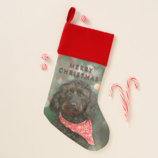 black dog labradoodle Christmas Stocking