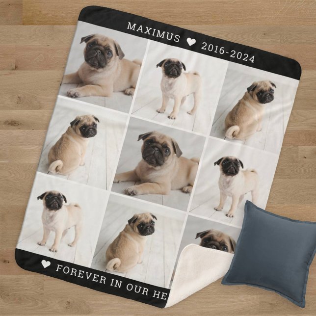 Black Dog Memorial Photo Collage Keepsake Sherpa Blanket (Creator Uploaded)