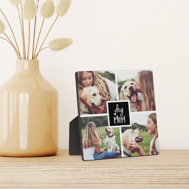 Black | Dog Mom Photo Collage Plaque (Creator Uploaded)