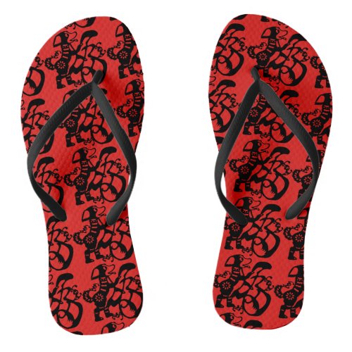 Black Dog Papercut Chinese New Year 2018 Flip Flop