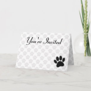Black Dog Paw Drawing Invitation