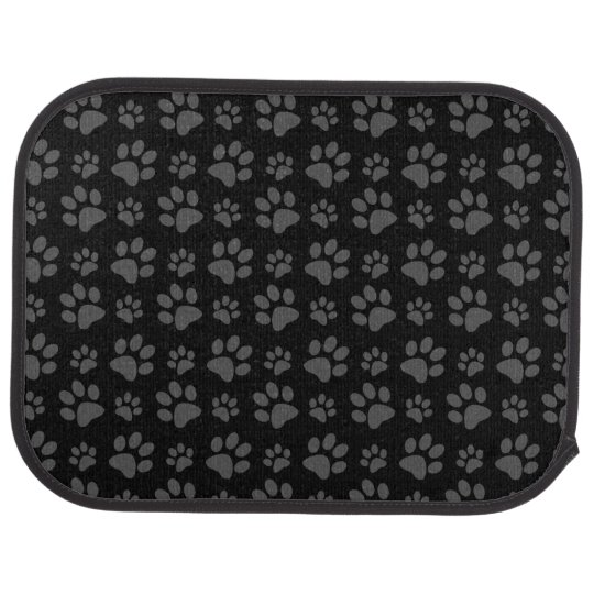 Black dog paw print car floor mat