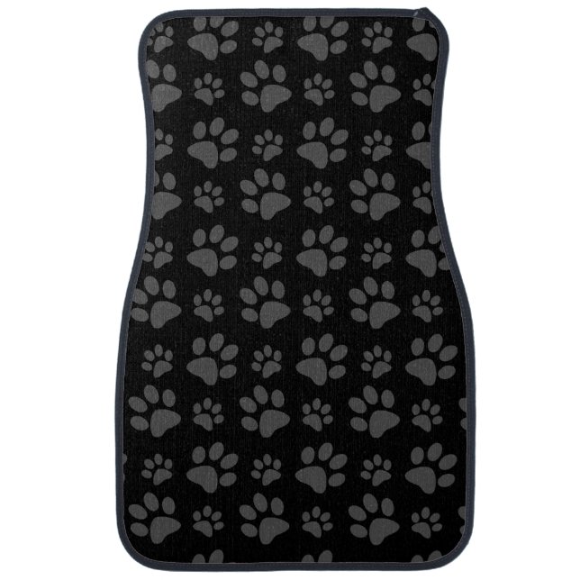 Black dog paw print car mat (Front)