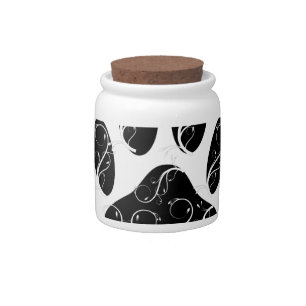 Black Dog Paw Print With White Flourishes Candy Jar