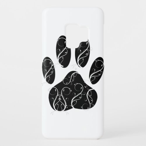 Black Dog Paw Print With White Flourishes Case_Mate Samsung Galaxy S9 Case