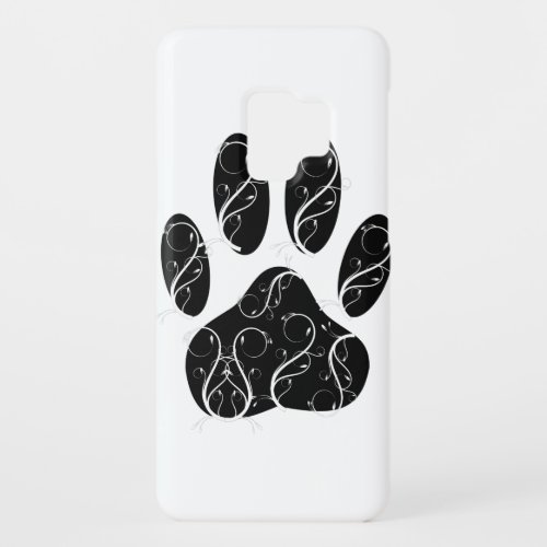 Black Dog Paw Print With White Flourishes Case_Mate Samsung Galaxy S9 Case