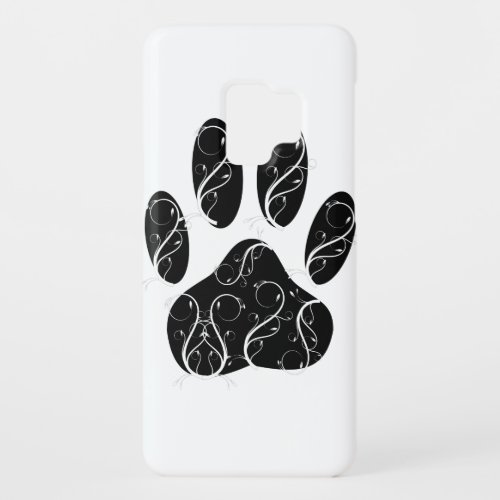 Black Dog Paw Print With White Flourishes Case_Mate Samsung Galaxy S9 Case