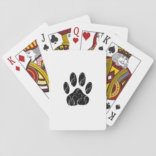 Black Dog Paw Print With White Flourishes Poker Cards